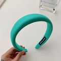 Handmade green padded wide headband for women featuring a stylish candy-colored fabric - Lake Green
