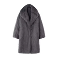 Deep grey long sleeve faux fur coat in mid-length style with thick plush texture - XS / Gray