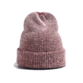 Winter knit beanie hat featuring red and white mixed yarn with a stylish folded cuff edge - Burgundy