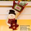 Christmas stocking snowman pendant in dark red burlap and velvet with Merry Christmas text - Snowman Style (071-B)