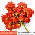 Artificial red maple branches with 25 leaves, 63cm height for landscape decoration - 5-Pronged Small Red Glue-coated Maple