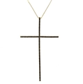 Collana con croce in finitura dorata e pietre nere incastonate su sfondo bianco - Stile Croce in Zircone Nero Snello (NB02-8) / Oro/Nero