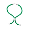 Green braided rope bracelet with silver Tree of Life charm and adjustable metal buckle - Bracelet: 37