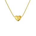 Minimalist gold heart necklace featuring a letter B pendant on a sleek snake chain - Letter B (Snake Chain)