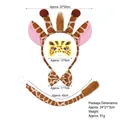 Halloween giraffe costume set with headband, bowtie, tail and leopard face stickers - 4pcs Set (Headband+Bowtie+Tail+Face Sticker) / Khaki Giraffe