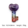Hand-carved heart key pendant made of chakra stones with amethyst and lapis lazuli - Heart Key