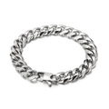 Bracciale a catena cubana in acciaio inossidabile lucido argento con chiusura a scatto quadrata - Bracciale 20CM / Color Acciaio