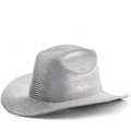 Cappello fedora stile western a tesa larga con motivo diagonale per feste - Modello Twill Bianco e Nero / Canna di Fucile