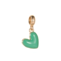 Green heart pendant with golden metal clasp for DIY summer jewelry making - Green