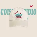 Gorra vintage beige con bordado Softball MOM y visera desgastada de estilo retro - Blanco Roto