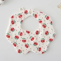 Muslin cotton baby bib with strawberry print and snap button for newborns - Gauze Flower Surround - Red Ball Flower
