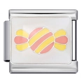 Italian charm bracelet link with a silver base and colorful striped candy enamel design - Colorful Car Style (ICJ981)