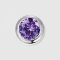 DIY stainless steel birthstone pendant with round purple rhinestone in silver finish - Steel Color (JJYP36094) / February-Violet