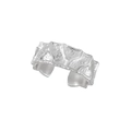 Irregular rock texture wide band adjustable silver ring with organic molten surface finish - One Size / WJ175 Silver Style (Approx. Size 16/Adjustable)