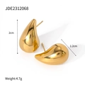 Macro shot of gold teardrop earrings showing 2cm height and 1.2cm width measurements - Gold Style (JDE2312068)