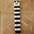 Winter-Thermo-Kniestrümpfe aus Korallenfleece mit schwarz-weißen Streifen und Pandagesicht - Einheitsgröße / Panda Gestreift / Schwarz Gestreift