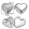 Silver stainless steel heart locket with floral engraving and 40mm x 42mm dimensions - A116-Large Floral