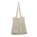 Minimalist beige crochet tote bag with wide handles for summer beach or shopping - Apricot