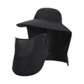 Black multi-functional sun hat with removable face mask and neck flap for outdoor fishing - Black