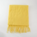 Soft yellow mohair knit scarf with fringe trim folded on a minimalist white background - Lemon Yellow (24#)
