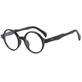 Lunettes de soleil vintage rondes noires avec rivets argentés sur monture de qualité - Noir Brillant Transparent Anti-Lumière Bleue C08