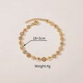 Pulsera de cadena dorada con cuentas de colores y dijes redondos en longitud 18+3cm - Estilo de Sol