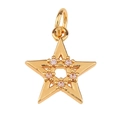 Gouden sterhanger met ingelegde heldere kristallen op een gepolijst metalen frame - Pentagram