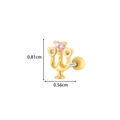 Orecchino a lobo a cuore dorato con zirconi rosa e bianchi dal design candelabro - Candelabro Cuore (8#) / Giallo Oro