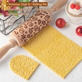 Rouleau à pâtisserie de Noël en bois avec motifs de Père Noël pour biscuits de fête - Style de Noël D