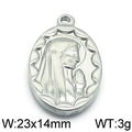 Pendentif Vierge Marie ovale argenté style hip-hop, bijou en acier inoxydable 23x14mm - Style Ovale Argenté Vierge Marie en Prière (KLJ5934-Z)