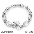Silver stainless steel double O-chain bracelet with OT clasp, 8mm width and 200mm length - Heart OT Buckle Style (KB189697-Z)