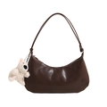 Sac hobo marron foncé en cuir PU avec bandoulière et porte-clé chien en peluche - Café avec Charme