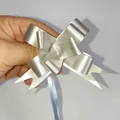 Silver pull bow ribbon with metallic finish for holiday gift wrapping decoration - Solid Silver