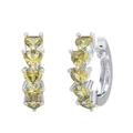 S925 sterling silver hoop earrings featuring yellow heart-cut zircon stones - Yellow Heart Gem Earrings (定-APE63-P-Y)
