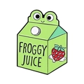 Cute frog milk carton enamel pin with strawberry pattern and Froggy Juice text - Froggy Juice (XZ7391)