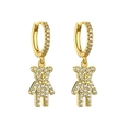 Elegant gold teddy bear huggie earrings with micro-pave cubic zirconia crystals - Gold Bear 1 Pair