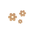 Detailed view of three beige daisy flower magnets in various sizes on white background - Coffee