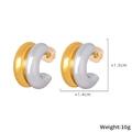 Orecchini a doppio cerchio a forma di C bicolore oro e argento dallo stile moderno - F284-Misto Oro e Acciaio