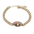 Vergoldetes Evil Eye Armband mit bunten Zirkoniasteinen und verstellbarer Kette - Mehrfarbig/CB0131