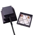 Black drawer jewelry gift box with PE film transparent suspension display for earrings - Classic Black Drawer + Black Box / 7*7*2cm