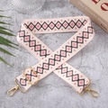 Adjustable woven canvas shoulder strap with pink and black geometric ethnic patterns - Off-White Geometric