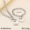 Set gioielli in acciaio inossidabile argento con chiusura OT, collana e bracciale - Bracciale / Color Acciaio (KS194071-Z)
