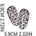 Detailed size view of leopard flip-flop embroidery patch measuring 6.9x5.9cm for DIY craft - 6.9x5.9cm