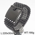 30mm wide black stainless steel mesh bracelet for men with rectangular clasp - 30mm/22cm(KB182947-KFC) / Black