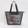 Black mesh tote organizer bag with 28x28x13cm dimensions for travel storage - Model 062 Shoulder Bag