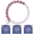 Bracciale in pietra zebra rosa con ciondolo a cuore e biglietti d'auguri floreali - Per mia nipote / Bracciale Quarzo Rosa e Venatura Legno Rosso