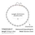 Detailansicht mit Maßen einer 42cm Kaffeebohnen Gliederkette aus echtem Edelstahl - Silber(YYN025184-P)