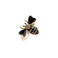 Detail of 18K gold bee ring with black enamel wings and sparkling zircon inlay - Adjustable Open / Black