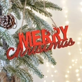 Sparkly red wooden Merry Christmas hanging ornament for tree decoration - Red Glitter Letter Sign 20*6cm