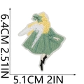 Detailed embroidery patch of a girl in green dress with dimensions 6.4cm x 5.1cm - Green Dress Girl (S30HXZ-08-20)